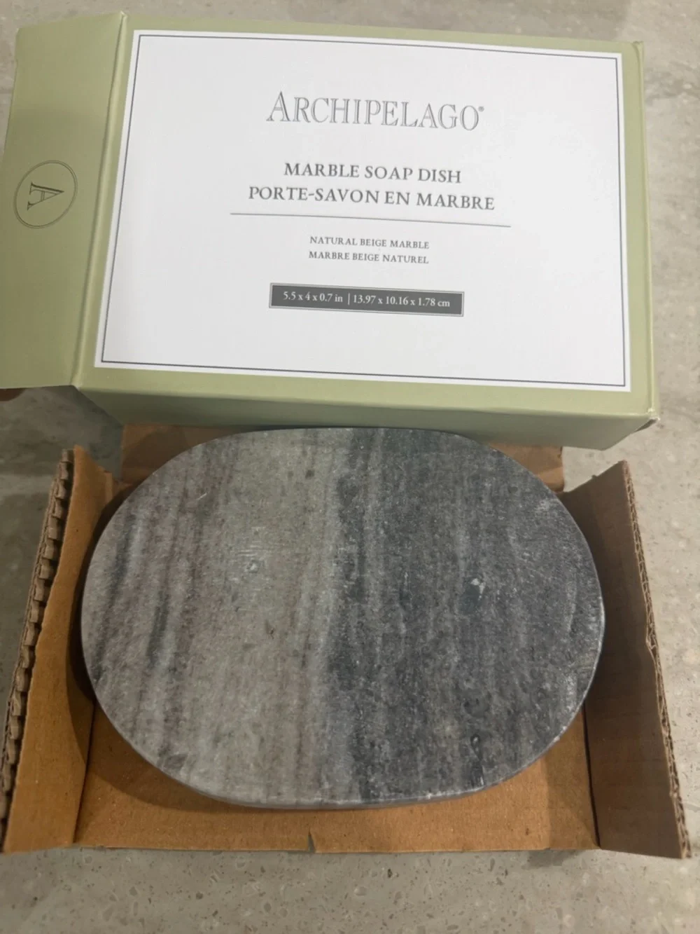 Archipelago Marble Soap Dish in Gray and White - Picture 1 of 5